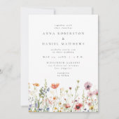 Eleganter Blumen-Garten-QR-Code-Hochzeit Einladung (Vorderseite)