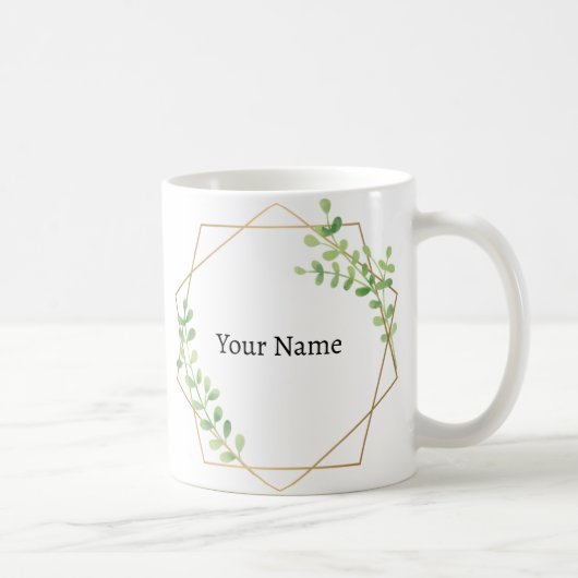 Eleganter Blumen-Grau-Individuelle Name Kaffeetasse (Rechts)