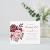 Eleganter Blumen Peony Burgundy Junggeselinnen-Abs Einladungspostkarte (Stehend Vorderseite)