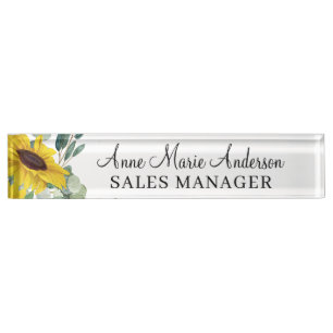 Eleganter Blumen-Professioneller Name Namensplakette