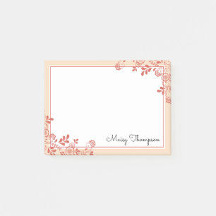 Eleganter Blumen-Spitzen-Schrift-Name Post-it Klebezettel