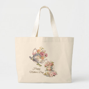 Eleganter Blumen-Tee Alles Gute zum Muttertag  Jumbo Stoffbeutel
