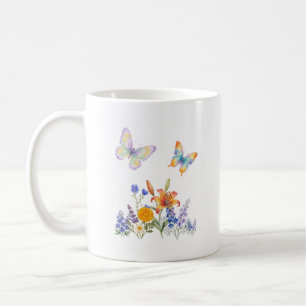 Eleganter Blumen- und Schmetterling-Becher – Zarte Kaffeetasse