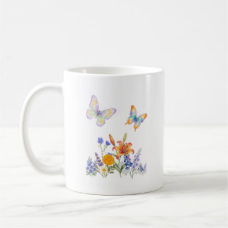 Eleganter Blumen- und Schmetterling-Becher – Zarte Kaffeetasse