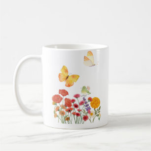 Eleganter Blumen- und Schmetterlingsbecher – Zarte Kaffeetasse