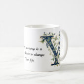 Eleganter Blumen-Y-Monogramm-Kaffeebecher Kaffeetasse (VorderseiteRechts)