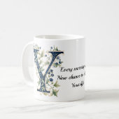 Eleganter Blumen-Y-Monogramm-Kaffeebecher Kaffeetasse (Vorderseite Links)
