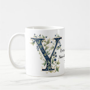Eleganter Blumen-Y-Monogramm-Kaffeebecher Kaffeetasse