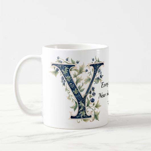 Eleganter Blumen-Y-Monogramm-Kaffeebecher Kaffeetasse (Links)