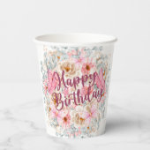 Eleganter Blumenbecher Geburtstagsfeier Cup Pappbecher (Rückseite)