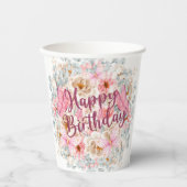 Eleganter Blumenbecher Geburtstagsfeier Cup Pappbecher (Vorderseite)