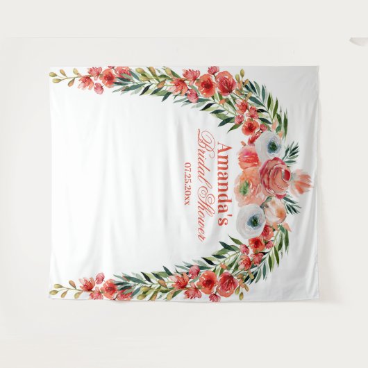 Eleganter Blumenbogen Brautparty Foto Hintergrund Wandteppich (Vorderseite (Horizontal))