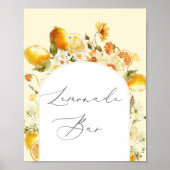 Eleganter Blumenbogen Lemonade Bar Poster (Vorne)