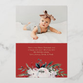 Eleganter Blumenbogen und Foto Folien Feiertagskarte (Rückseite)