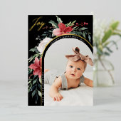 Eleganter Blumenbogen und Foto Folien Feiertagskarte (Stehend vorne)