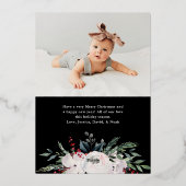 Eleganter Blumenbogen und Foto Folien Feiertagskarte (Rückseite)