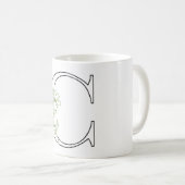 Eleganter Blumenbrief C - Minimalistischer botanis Kaffeetasse (VorderseiteRechts)