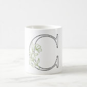 Eleganter Blumenbrief C - Minimalistischer botanis Kaffeetasse (Mittel)