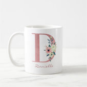 Eleganter Blumenbrief D Pink und Ivory Bouquet Kaffeetasse (Links)
