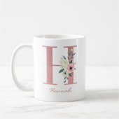 Eleganter Blumenbrief H Pink und Ivory Bouquet Kaffeetasse (Links)