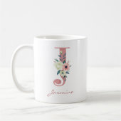Eleganter Blumenbrief J Pink und Ivory Bouquet Kaffeetasse (Links)