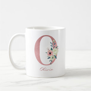 Eleganter Blumenbrief O Pink und Ivory Bouquet Kaffeetasse