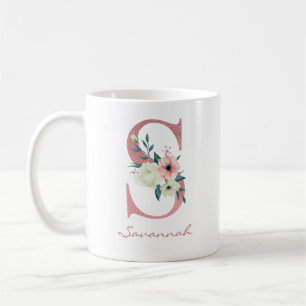 Eleganter Blumenbrief S Pink und Ivory Bouquet Kaffeetasse