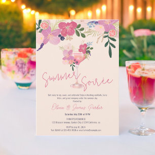 Eleganter Blumencocktail Hand Drawn Summer Soirée Einladung