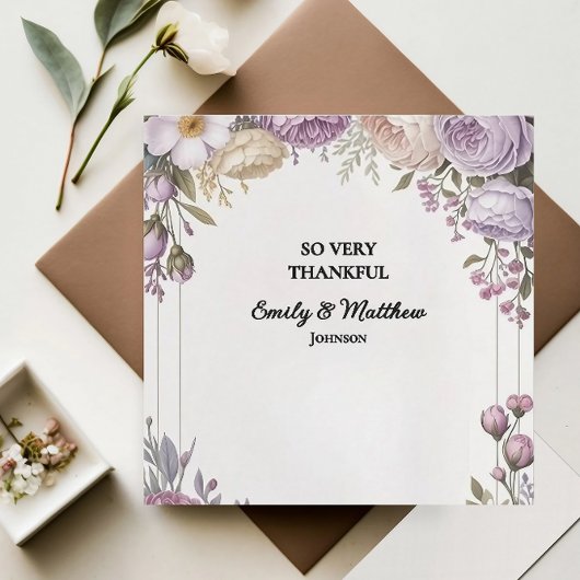 Eleganter Blumendesigner Dankeschön Karte