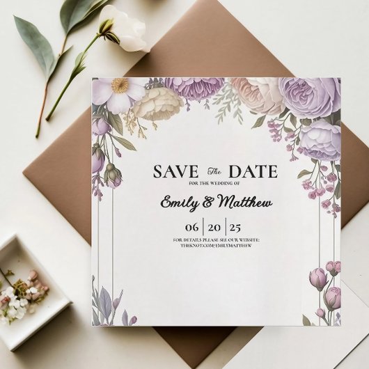 Eleganter Blumendesigner Save the Date