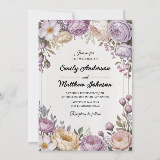 Eleganter Blumendesigner zum Hochzeitsempfang Einladung (Vorderseite)