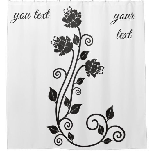 "Eleganter Blumenduschvorhang mit individuellem Te Duschvorhang (Vorderseite)