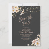 Eleganter Blumenerwacht zum Geburtstag Save The Date (Vorderseite)