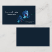 Eleganter Blumenfloristen-dunkelblaue Visitenkarte (Vorne/Hinten)
