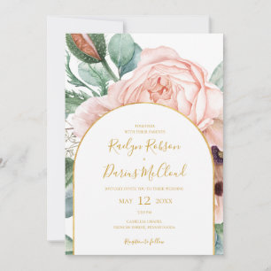 Eleganter Blumengarten Arch Lässig Wedding Einladung