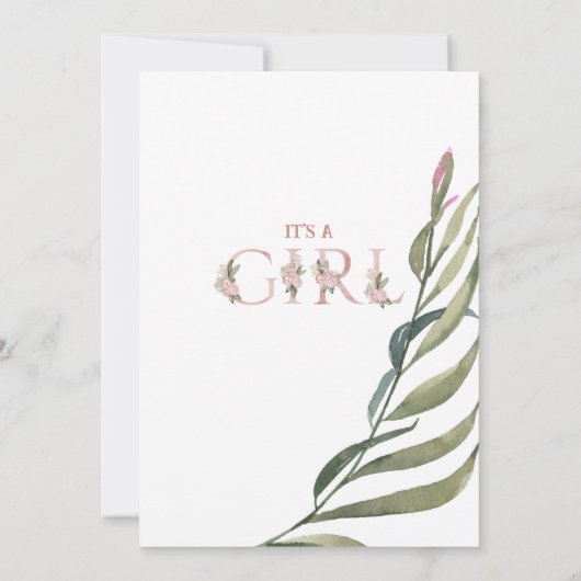 Eleganter Blumengarten Blush Pink Girl Babydusche Einladung (Rückseite)