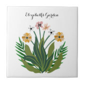 Eleganter Blumengarten Botanische Blume Fliese (Vorderseite)