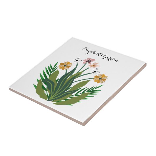 Eleganter Blumengarten Botanische Blume Fliese (Seite)