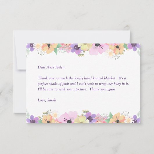 Eleganter Blumengarten Dankeskarte (Rückseite)