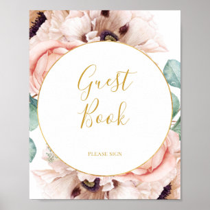 Eleganter Blumengarten   Gast Book Sign Poster