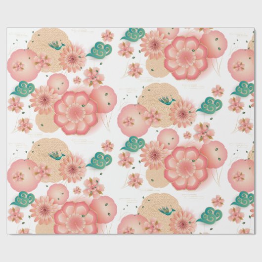 Eleganter Blumengarten Geschenkpapier (Flach)