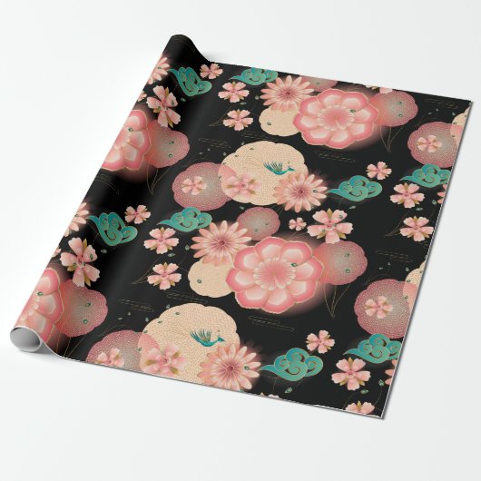 Eleganter Blumengarten Geschenkpapier (Ungerollt)