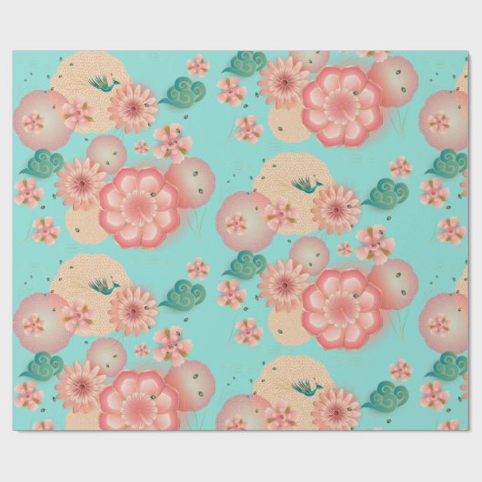 Eleganter Blumengarten Geschenkpapier (Flach)