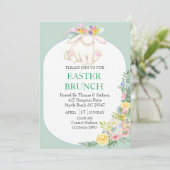 Eleganter Blumengarten Grüne Osterfeier Einladung (Stehend Vorderseite)