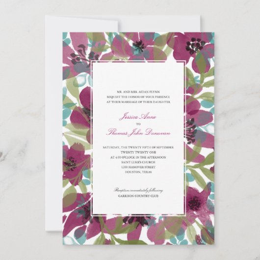 Eleganter Blumengarten | Hochzeit Einladung (Vorderseite)