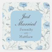 Eleganter Blumengarten Hochzeit nur verheiratet Quadratischer Aufkleber (Vorderseite)