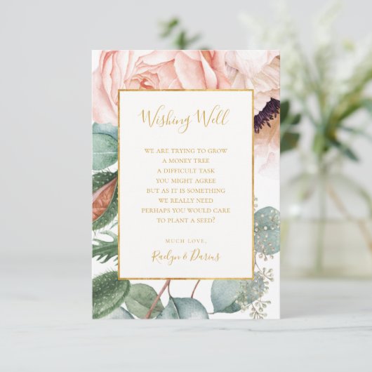 Eleganter Blumengarten | Hochzeitswünsche Begleitkarte (Stehend Vorderseite)