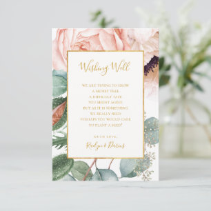 Eleganter Blumengarten Hochzeitswünsche Begleitkarte
