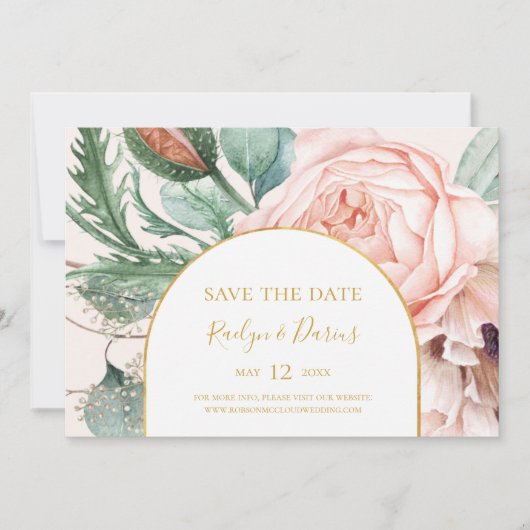 Eleganter Blumengarten | Horizontal pastel Save The Date (Vorderseite)