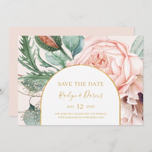 Eleganter Blumengarten | Horizontal pastel Save The Date (Vorne/Hinten)